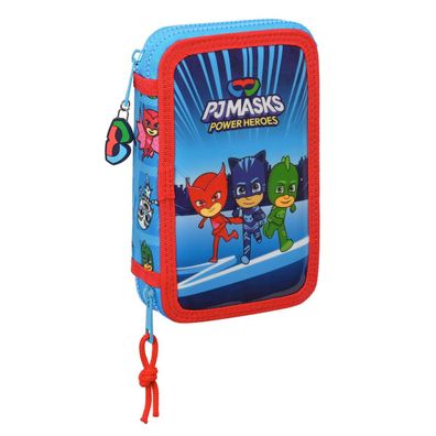 Doppel-Federtasche PJ Masks Blau 12.5 x 19.5 x 4 cm (28 Stücke)