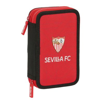 Doppel-Federtasche Sevilla Fútbol Club Schwarz Rot 12.5 x 19.5 x 4 cm (28 Stücke)