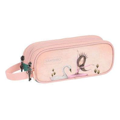 Zweifaches Mehrzweck-Etui Santoro Swan lake Grau Rosa 21 x 8 x 6 cm