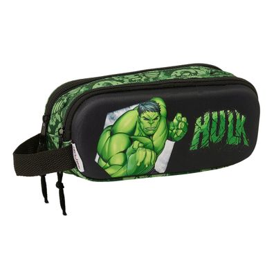 Zweifaches Mehrzweck-Etui Hulk Schwarz grün 21 x 8 x 6 cm 3D