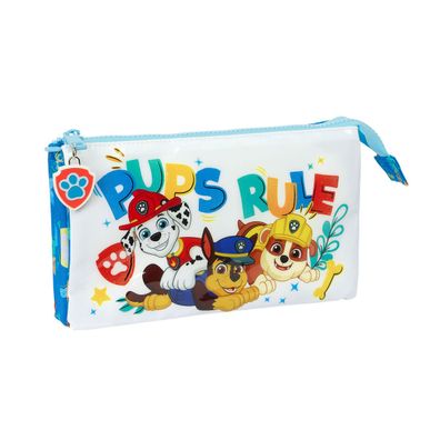 Dreifaches Mehrzweck-Etui The Paw Patrol Pups rule Blau 22 x 12 x 3 cm