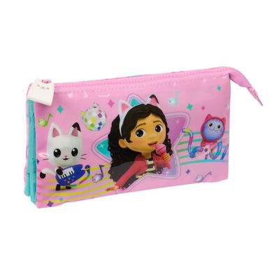 Dreifaches Mehrzweck-Etui Gabby's Dollhouse Party Rosa 22 x 12 x 3 cm