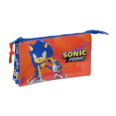 Dreifaches Mehrzweck-Etui Sonic Prime Blau 22 x 12 x 3 cm