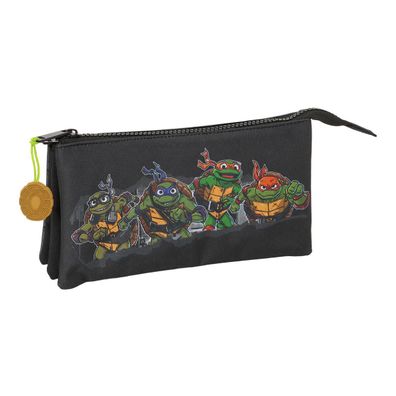 Dreifaches Mehrzweck-Etui Teenage Mutant Ninja Turtles Schwarz Grau 22 x 12 x 3 cm