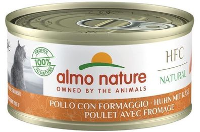 Almo, Natur HFC Hochwertiges Katzenfutter, Huhn mit Käse, 70g