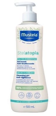 Mustela Stelatopia Reinigungsgel, Mildes Pflegeprodukt fér sensible Haut, 500 ml