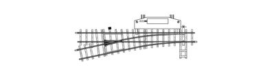 Bemo 4207000 H0m 12° elektr. Weiche links, 162,3 mm, Spur H0m