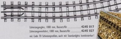 Bemo 4245027 H0m Zahnstangeneinfahrt, 1000 mm Bausatz Spur H0m