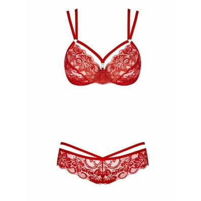 2-Delige Kanten BH Set - Rood