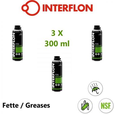 Interflon Fin Grease 3x 300 ml Aerosol Mehrzweckfett Schmiermittel MicPol