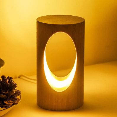 LED-Schreibtischlampe aus Holz, Schlafzimmer-Nachttischlampe, dimmbare LED-Beleuch