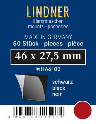 Lindner ha6100 50er Packung Zuschnitte 46 mm x 27,5 mm Unterfolie schwarz