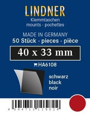 Lindner ha6108 50er Packung Zuschnitte 40 mm x 33 mm Unterfolie schwarz