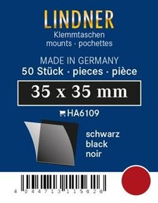 Lindner ha6109 50er Packung Zuschnitte 35 mm x 35 mm Unterfolie schwarz