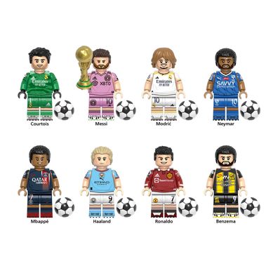 WM-Fußballstar-Figuren, Bausteine, Kinderspielzeug, 8-teiliges Set