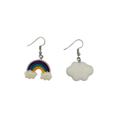 Bunte Regenbogen- und Wolken-Ohrringe