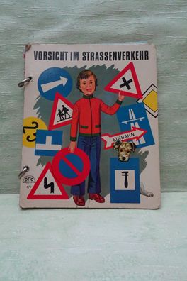 Vorsicht im Straßenverkehr Otto Moravec altes Papp-Ring-Bilderbuch 6/V