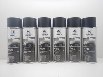 6x KROMA Lackspray LACK SPRAY Schwarz MATT RAL9005 Autolack 400ML