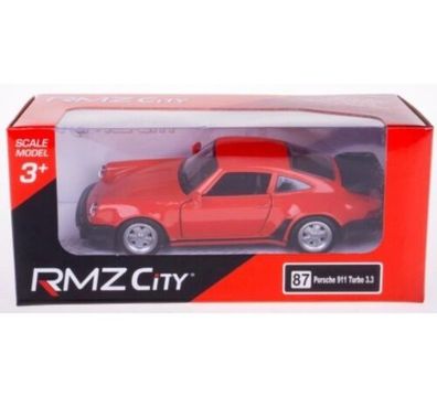 Porsche 911 Turbo 3.3 RMZ City Maßstab:1:32 Metall-Kunststoff Rot OVP Modellauto