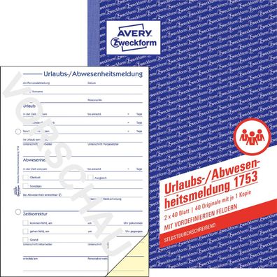 AVERY Zweckform Formularbuch "Urlaubs-/Abwesenheitsmeldung"