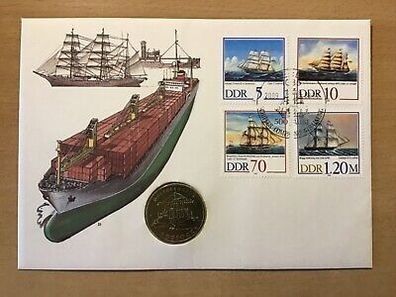 Numisbrief DDR 5 Markt 1988 Úberseehafen Rostock