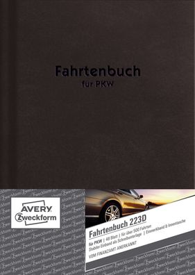 Avery Zweckform® 223D 223D Fahrtenbuch - A5, steuerlicher km-Nachweis, 48 Blatt, weiß