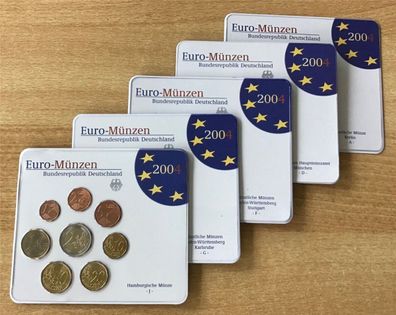 BRD Euro - Münzen KMS Kursmünzensatz 2004 ADFGJ Stempelglanz Komplett