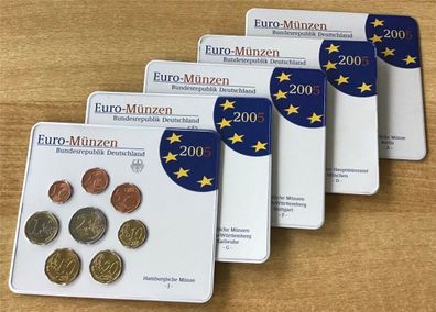 BRD Euro - Münzen KMS Kursmünzensatz 2005 ADFGJ Stempelglanz Komplett