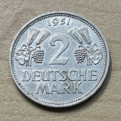 Münze BRD 2 Deutsche Mark 1951 D