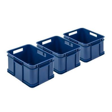 3x Euro Stapelbox Bruno Eco Blau Stapelkasten 16L Transport Eurobehälter