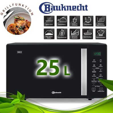 Bauknecht MWK 253 B Mikrowelle 25 Liter Schwarz mit Grill Auftaufunktion RapidDefrost