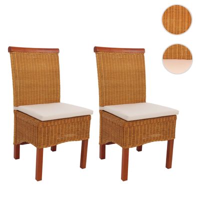 2er-Set Esszimmerstuhl Korbstuhl M42, Rattan