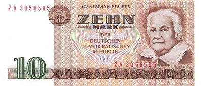 DDR Banknote 10 Mark 1971 Clara Zetkin 359d Ersatznote Kassenfrisch / UNC