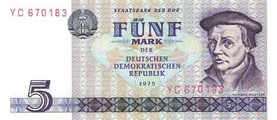 DDR Banknote 5 Mark 1975 Thomas Müntzer Ro: 361b Ersatznote, Kassenfrisch / UNC