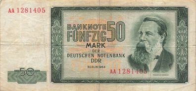 DDR Banknote 50 Mark 1964 Friedrich Engels Ro:357