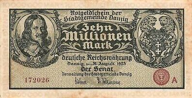 10 Millionen Mark DANZIG Banknote 31.8.1923 DAN-28b