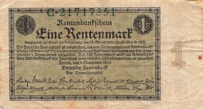 Rentenbankschein 1 Rentenmark, 01.11.1923, DEU-199a