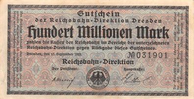 100 Millionen Mark 1923 Reichsbahn Dresden