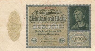 Reichsbanknote 10000 Mark 19.1.1922 DEU- 78d