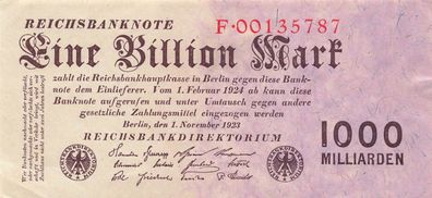 Reichsbanknote 1 Billion Mark 1.11.1923 DEU-155a