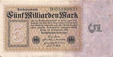 Reichsbanknote 5 Milliarden Mark 10.9.1923 Ro.112a/ DEU-132a