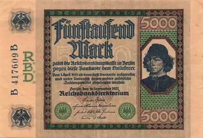 Reichsbanknote 5000 Mark 16.9.1922 DEU-87