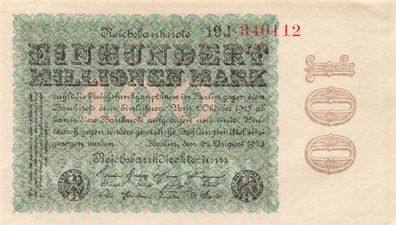 Reichsbanknote 100 Millionen Mark 22.8.1923 DEU-120e