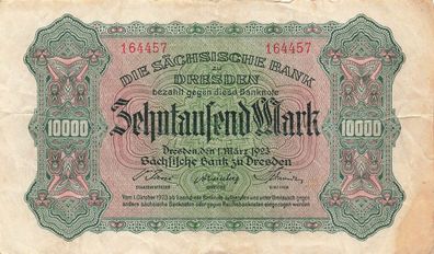 Sächsische Bank zu Dresden 10000 Mark 1.3.1923, SAX-13