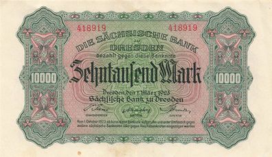 Sächsische Bank zu Dresden 10000 Mark 1.3.1923 SAX-13