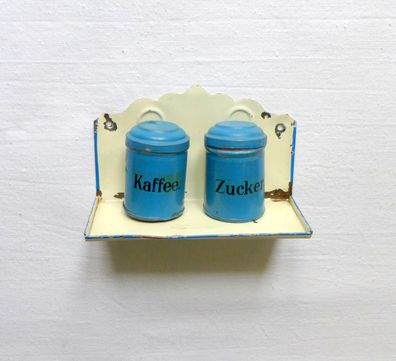 Puppenstube Puppenküche Blech Wandbord Kaffee Zucker Dosen