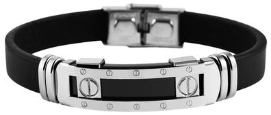 Akzent 5040105-001 Armband aus Echtleder in schwarz und Edelstahl