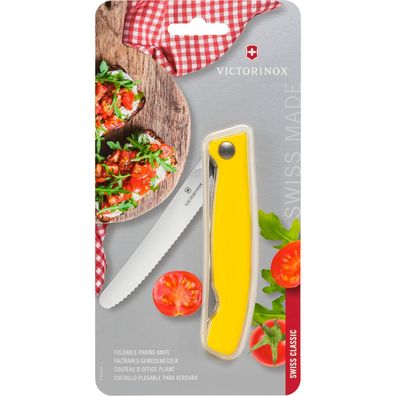 Victorinox Swiss Classic Faltbares Gemüsemesser Wellensc. gelb Blister