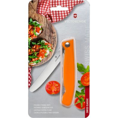 Victorinox Swiss Classic Faltbares Gemüsemesser Wellensch. orange Blister