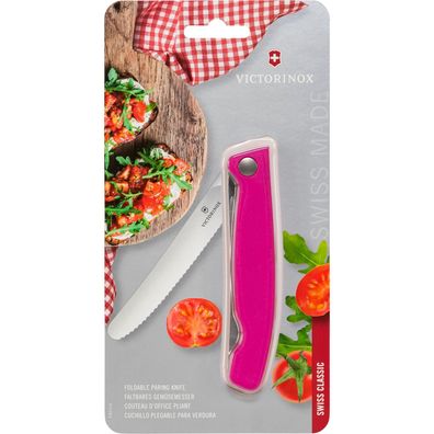 Victorinox Swiss Classic Faltbares Gemüsemesser Wellenschl. pink Blister